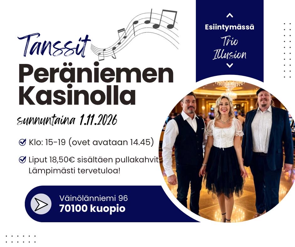 Trio Illusionin jäsenet ja sunnuntaitanssien tapahtumajuliste
